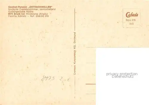 AK / Ansichtskarte Bruck_Bad_Hindelang Gasthof Pension Ostrachwellen Panorama Gastraeume Bruck_Bad_Hindelang