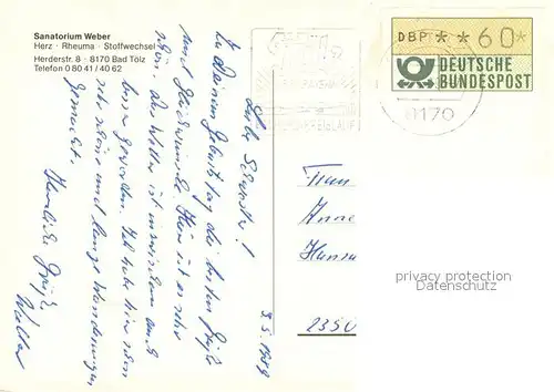 AK / Ansichtskarte Bad_Toelz Sanatorium Weber Bad_Toelz