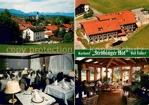 AK / Ansichtskarte Bad_Endorf Kurhotel Stroebinger Hof Restaurant Ortsansicht mit Kirche Alpenblick Bad_Endorf