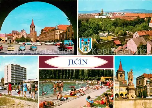 AK / Ansichtskarte Jicin Teilansichten Platz Innenstadt Park Brunnen Freibad Jicin
