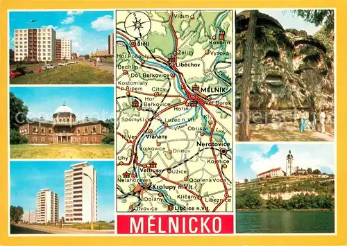AK / Ansichtskarte Melnik_Tschechien und Umgebung Strassenkarte Kralupy nad Vltavou Veltrusy Neratovice Zelizy Melnik Tschechien