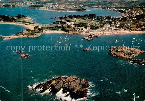 AK / Ansichtskarte Tregastel Vue aerienne de la plage a maree haute Tregastel