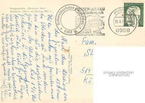 AK / Ansichtskarte Bleckenau Berggaststaette Schweizer Haus mit Saeuling Bleckenau