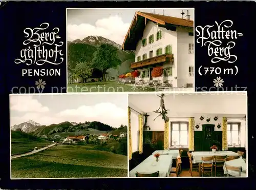 AK / Ansichtskarte Bergen_Chiemgau Berggasthof Pension Pattenberg Gastraum Panorama Bergen Chiemgau