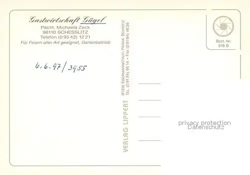 AK / Ansichtskarte Schesslitz Gastwirtschaft Guegel Gaststube Kirche Inneres Schesslitz