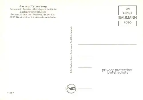 AK / Ansichtskarte Neukirchen_Teisenberg Gasthof Teisenberg Gastraeume Gaestezimmer Neukirchen Teisenberg