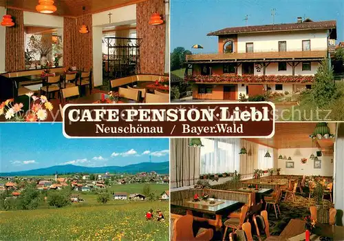 AK / Ansichtskarte Neuschoenau Cafe Pension Liebl Gastraeume Panorama Neuschoenau