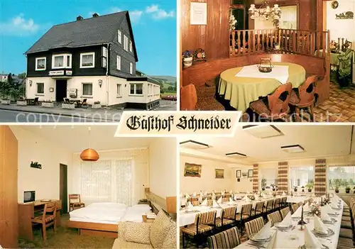 AK / Ansichtskarte Netphen Gasthof Schneider Gaststube Gaestezimmer Speisesaal Netphen