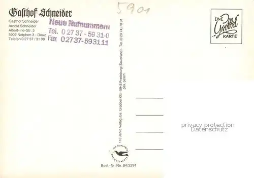 AK / Ansichtskarte Netphen Gasthof Schneider Gaststube Gaestezimmer Speisesaal Netphen