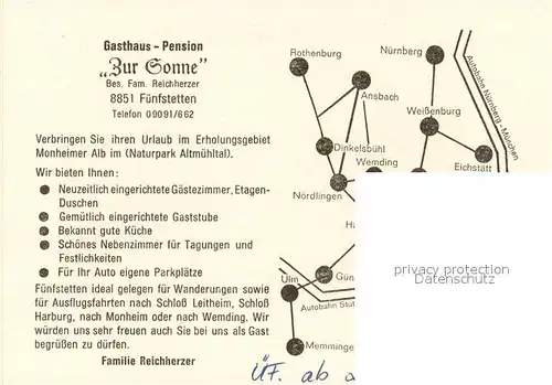 AK / Ansichtskarte Fuenfstetten Gasthof Pension Zur Sonne Gastraeume Fuenfstetten