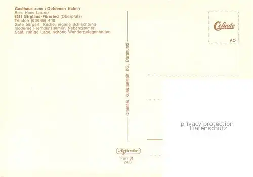 AK / Ansichtskarte Fuernried Panorama Gasthaus zum Goldenen Hahn Fuernried