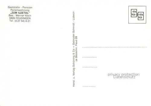 AK / Ansichtskarte Feudingen Gaststaette Pension Zum Ilsetal Gaststube Zimmer Bar Feudingen