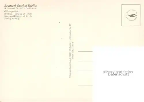 AK / Ansichtskarte Staffelstein Brauerei Gasthof Reblitz Gastraeume Brauraum Staffelstein