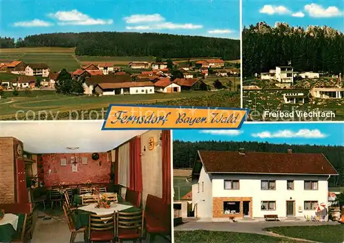 AK / Ansichtskarte Fernsdorf Panorama Freibad Viechtach Gasthof Pension Schedlbauer Gaststube Fernsdorf