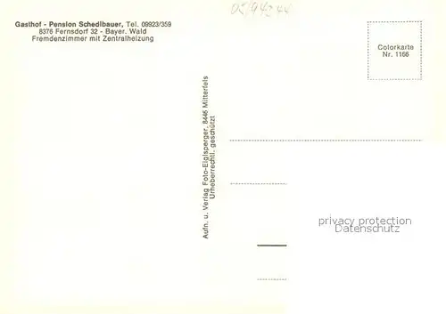 AK / Ansichtskarte Fernsdorf Panorama Freibad Viechtach Gasthof Pension Schedlbauer Gaststube Fernsdorf