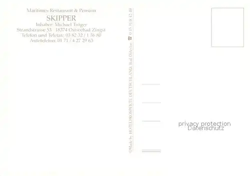 AK / Ansichtskarte Zingst_Ostseebad Restaurant Pension Skipper Gaststube Zimmer Bar Zingst_Ostseebad