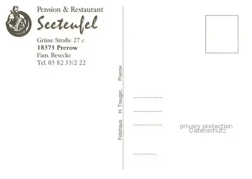 AK / Ansichtskarte Prerow_Ostseebad Pension Restaurant Seeteufel Gaststube Terrasse Prerow_Ostseebad