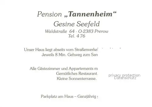 AK / Ansichtskarte Prerow_Ostseebad Tannenheim Pension Restaurant Prerow_Ostseebad
