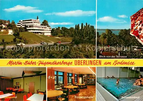 AK / Ansichtskarte ueberlingen_Bodensee Martin Buber Jugendherberge Terrasse Speisesaal Eingangshalle Schwimmbad ueberlingen Bodensee