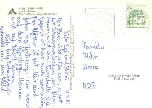AK / Ansichtskarte ueberlingen_Bodensee Martin Buber Jugendherberge Terrasse Speisesaal Eingangshalle Schwimmbad ueberlingen Bodensee