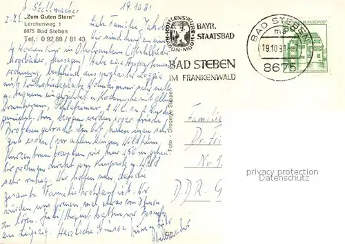 AK / Ansichtskarte Bad_Steben Apartments Zum guten Stern Bad_Steben