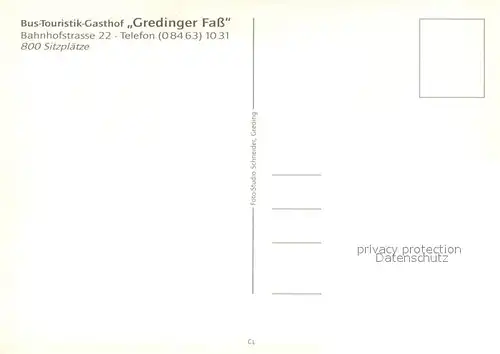 AK / Ansichtskarte Greding Bus Touristik Gasthof Gredinger Fass Gastraeume Greding