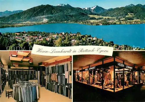 AK / Ansichtskarte Rottach Egern Panorama am Tegernsee Hosen Leonhardt Geschaeftsraeume Rottach Egern