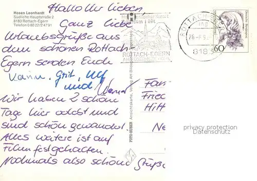 AK / Ansichtskarte Rottach Egern Panorama am Tegernsee Hosen Leonhardt Geschaeftsraeume Rottach Egern