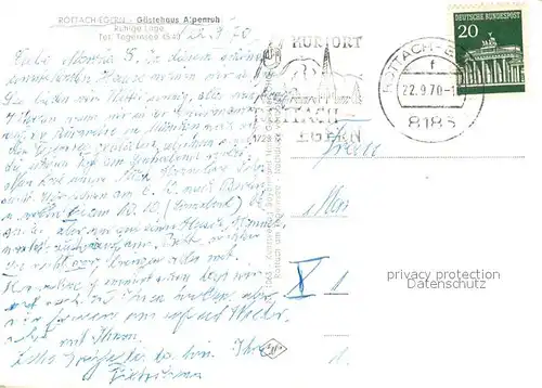 AK / Ansichtskarte Rottach Egern am Tegernsee mit Gaestehaus Alpenruh Rottach Egern