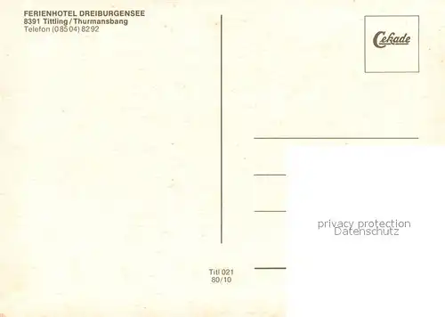 AK / Ansichtskarte Thurmansbang Ferienhotel Dreiburgensee Thurmansbang