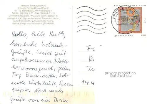 AK / Ansichtskarte Tiefenbach_Passau Fliegeraufnahme Pension Schwarzes Roessl Gaststube Zimmer Tiefenbach Passau