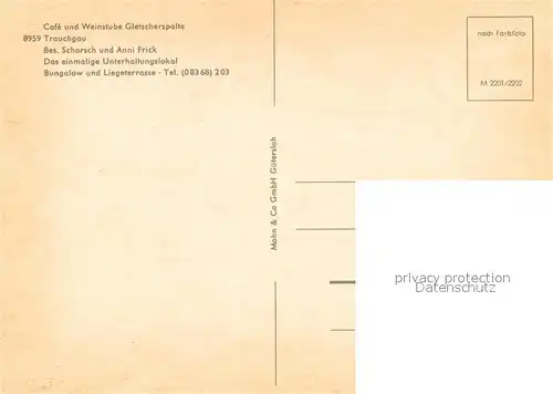 AK / Ansichtskarte Trauchgau Cafe und Weinstube Gletscherspalte Gaststube Trauchgau