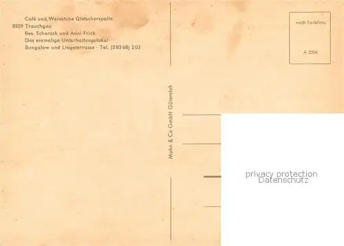 AK / Ansichtskarte Trauchgau Cafe und Weinstube Gletscherspalte Gaststube Trauchgau