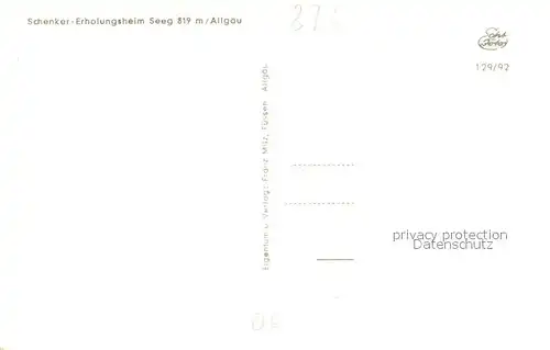 AK / Ansichtskarte Seeg Schenker Erholungsheim Speisesaal Alpenblick Seeg