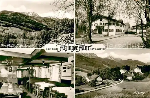 AK / Ansichtskarte Alzing_Traunstein Gasthof Alzinger Alm Wirtsstube Hochfelln Hochgern Bayerische Alpen Alzing_Traunstein