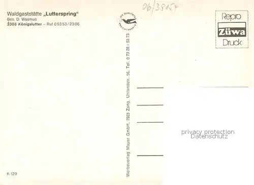 AK / Ansichtskarte Koenigslutter_Elm Waldgaststaette Lutterspring Biergarten Koenigslutter Elm