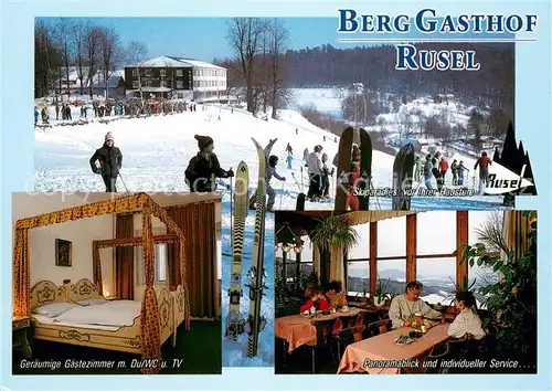 AK / Ansichtskarte Schaufling Berggasthof Rusel Wintersportplatz Gaestezimmer Panoramablick Schaufling