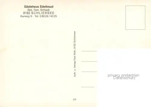 AK / Ansichtskarte Schliersee Gaestehaus Edeltraud am See Schliersee