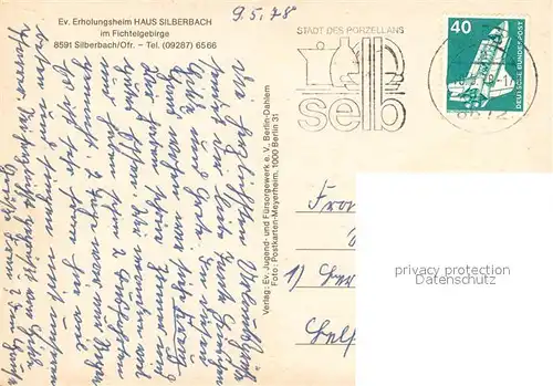 AK / Ansichtskarte Silberbach_Eger Ev. Erholungsheim Haus Silberbach im Fichtelgebirge Silberbach Eger