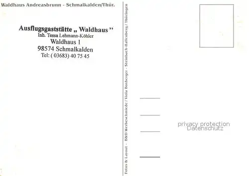 AK / Ansichtskarte Schmalkalden Ausflugsgaststaette Waldhaus Andreasbrunn Terrasse Schmalkalden