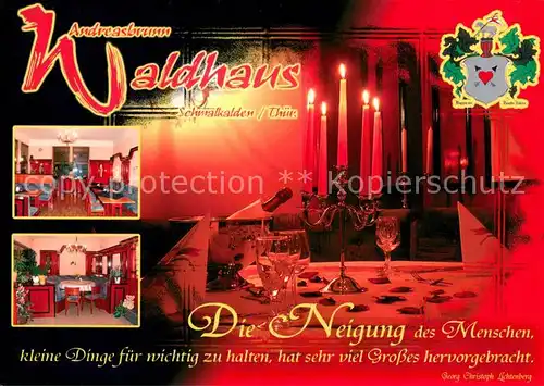 AK / Ansichtskarte Schmalkalden Ausflugsgaststaette Waldhaus Andreasbrunn Restaurant Wappen Schmalkalden