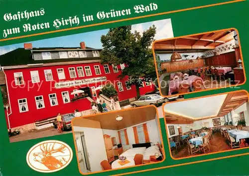 AK / Ansichtskarte Hoheneiche_Saalfeld Gasthaus zum Roten Hirsch im Gruenen Wald Restaurant Fremdenzimmer Hoheneiche Saalfeld