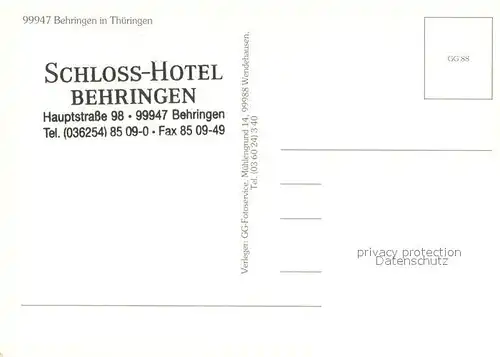 AK / Ansichtskarte Behringen_Hoerselberg Hainich Schloss Hotel Alter Baum Fliegeraufnahme Behringen