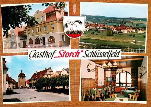 AK / Ansichtskarte Schluesselfeld Gasthof Storch Panorama Marktplatz Gaststube Schluesselfeld