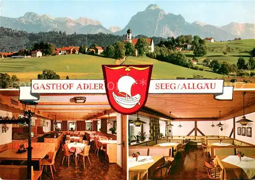 AK / Ansichtskarte Seeg Panorama Gasthof Adler Gastraeume Seeg