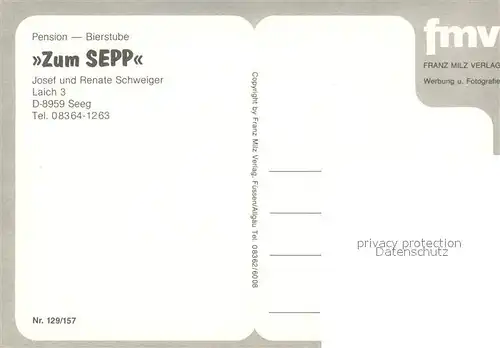AK / Ansichtskarte Seeg Pension Bierstube Zum Sepp Seeg