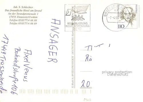 AK / Ansichtskarte Zinnowitz_Ostseebad Hotel Vineta Gaststube Zinnowitz_Ostseebad