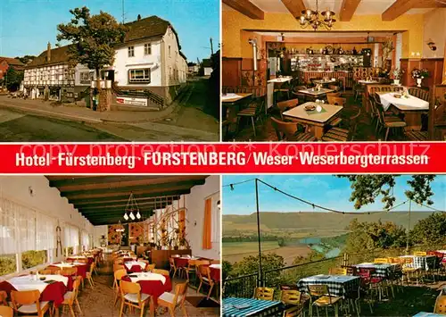 AK / Ansichtskarte Fuerstenberg_Weser Hotel Fuerstenberg Restaurant Weserbergterrassen Fuerstenberg_Weser