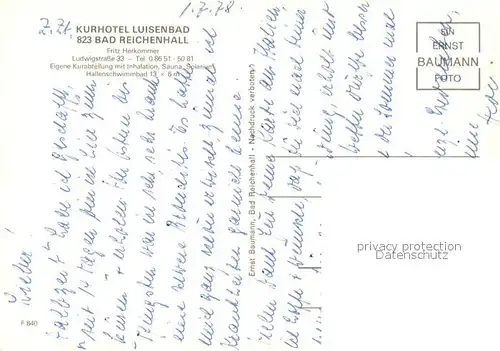 AK / Ansichtskarte Bad_Reichenhall Kurhotel Luisenbad Restaurant Aufenthaltsraum Hallenbad Bad_Reichenhall