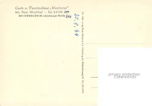 AK / Ansichtskarte Undeloh Gasthaus Pension Heiderose Restaurant Fremdenzimmer Pferdekutsche Lueneburger Heide  Undeloh